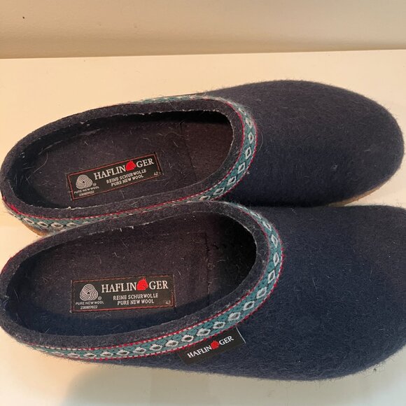 Navy Haflinger Slippers Shoes Planter Fasciitis Wool Sz 42 (W Sz 11, M Sz 9) - Picture 4 of 5